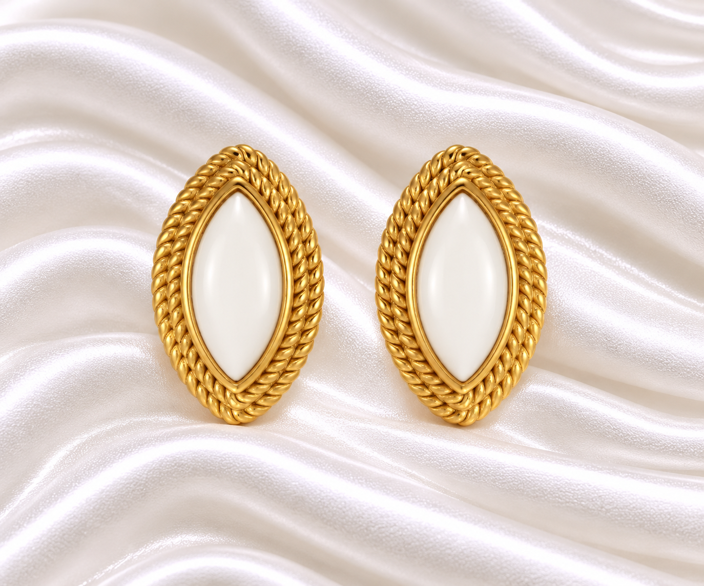 Iftan White Pearl Earrings - 18K Gold Plated