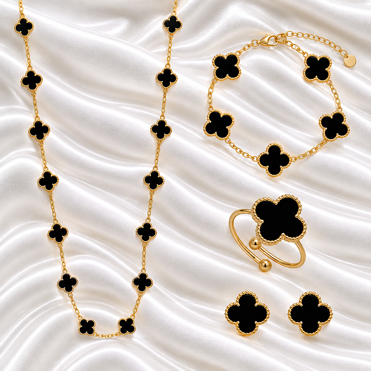 Long Black Ubax Set - 18K Gold Plated