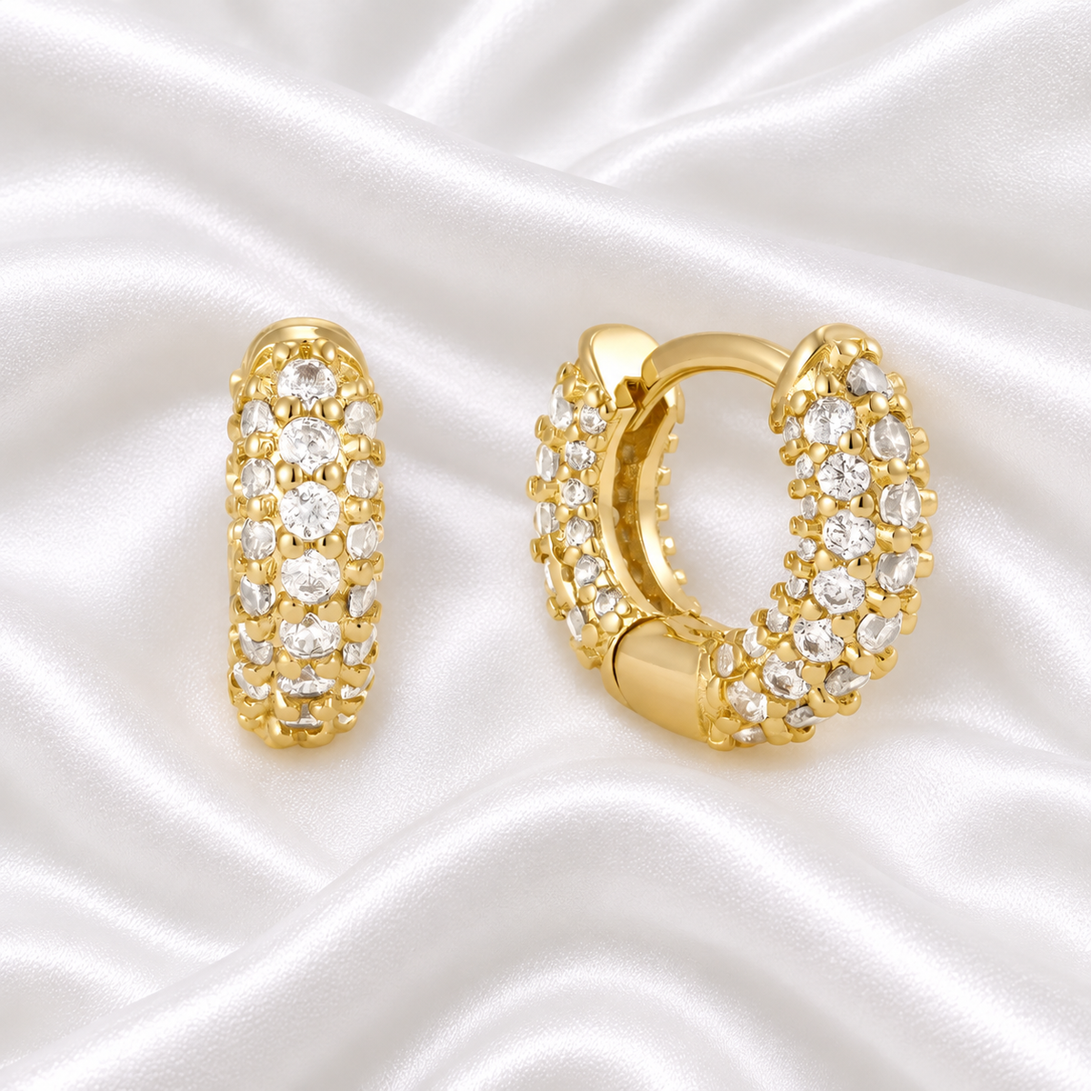 Salma Diamonds Hoop Earrings- 18k Gold Plated