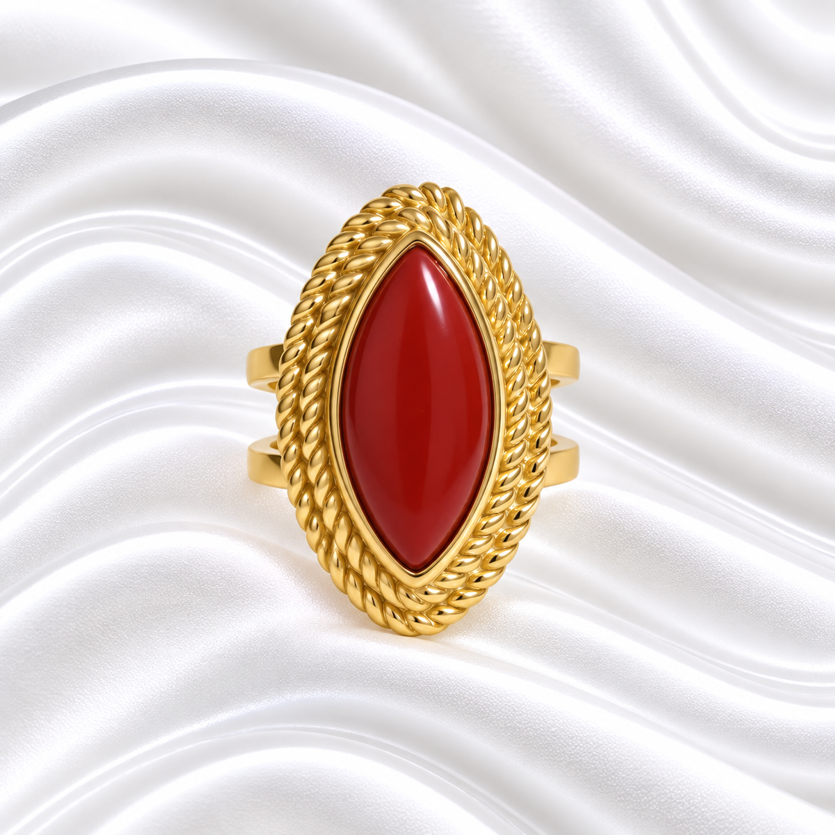 Iftan Red Pearl Ring - 18K Gold Plated